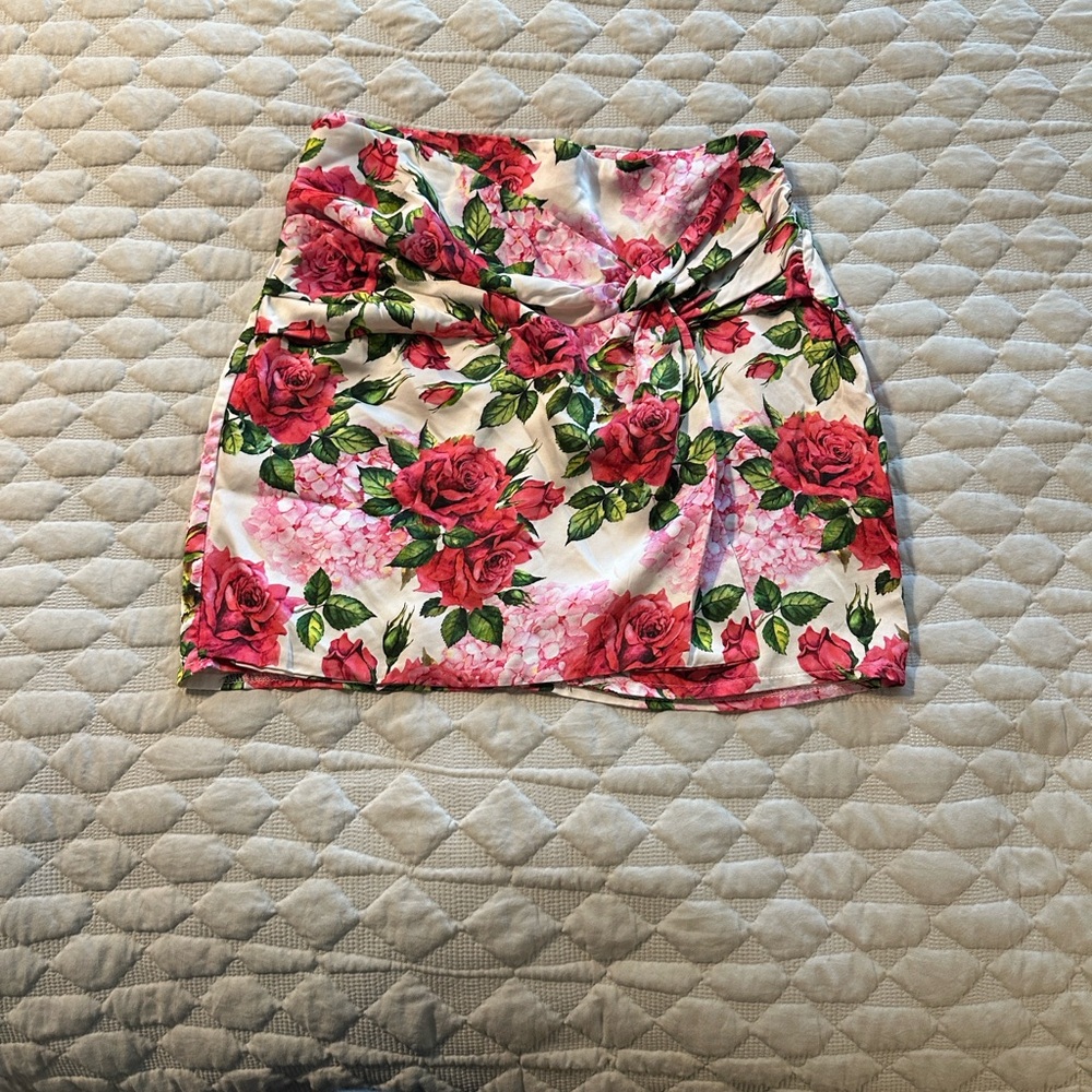 Floral Pink and Green Women's Skirt